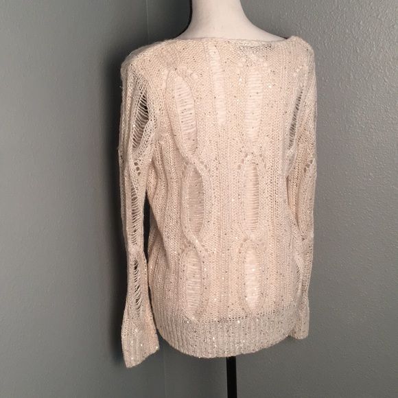 Jennifer Lopez Cream Sequin Sweater - Picture 3 of 6